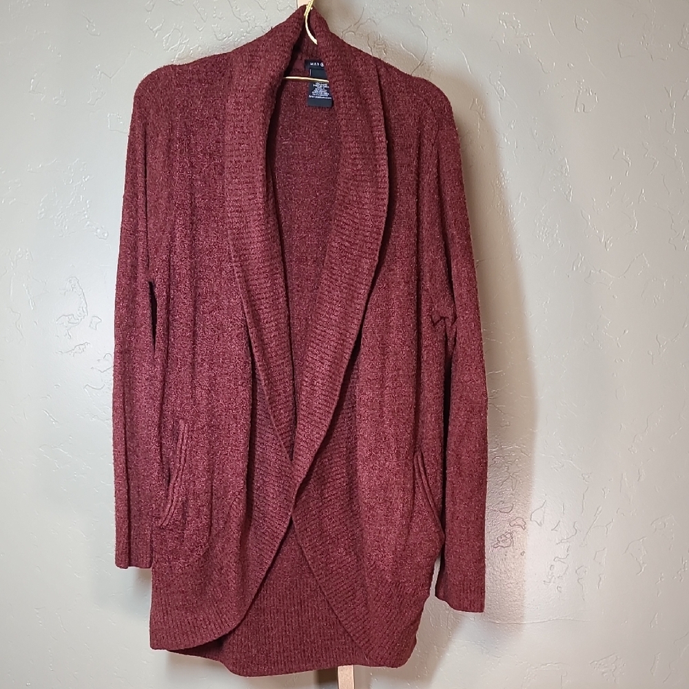 Max &‎ Mia Maroon Open-Front Cardigan Large